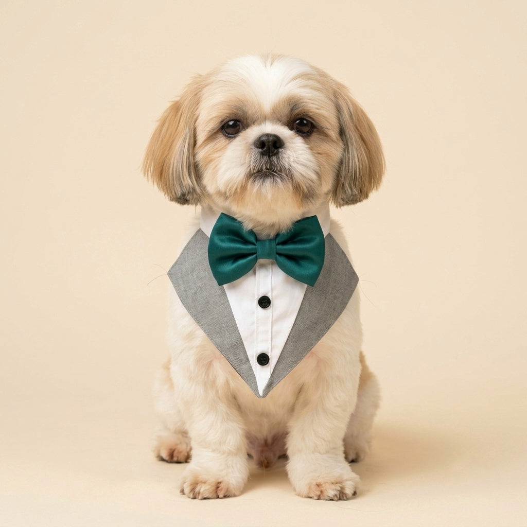 TUX MINI - Shih Tzu, Pugs & Poodles Edition ( Combo pack with 1 Tuxedo and 3 Bow Options)