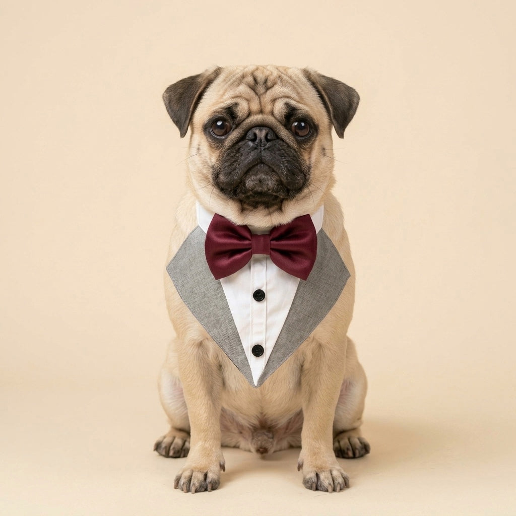 TUX MINI - Shih Tzu, Pugs & Poodles Edition ( Combo pack with 1 Tuxedo and 3 Bow Options)