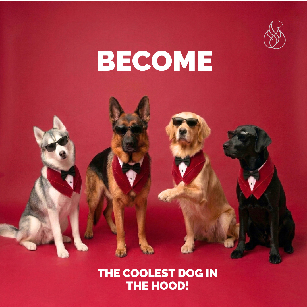The Red Velvet Tuxedo Neckwear for Retrievers, Labradors, German Shepherds and Husky (Above 2Yrs)